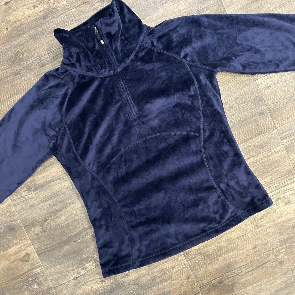 Obermeyer‎ Velour 1/4 Zip Pullover Women Size Large Blue Polyester (443)